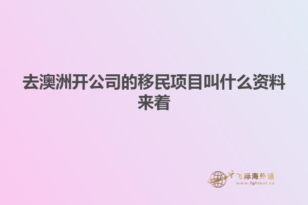 去澳洲开公司的移民项目叫什么资料来着