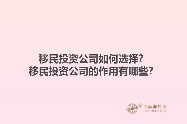 移民投资公司如何选择？移民投资公司的作用有哪些？