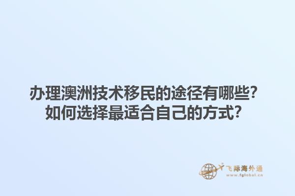 办理澳洲技术移民的途径有哪些？如何选择最适合自己的方式？