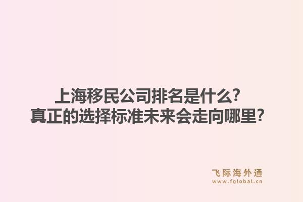 上海移民公司排名是什么？真正的选择标准未来会走向哪里？