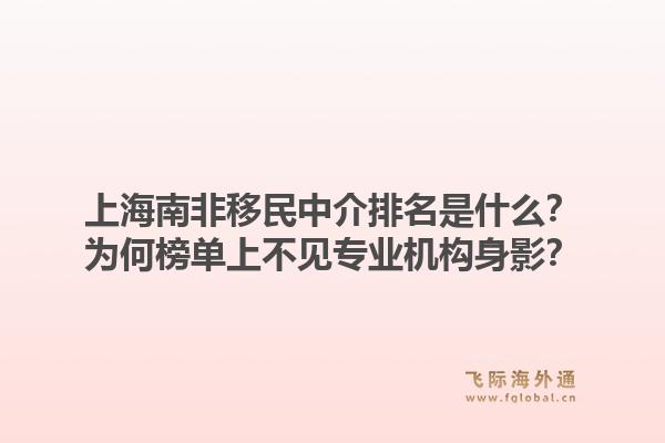上海南非移民中介排名是什么？为何榜单上不见专业机构身影？